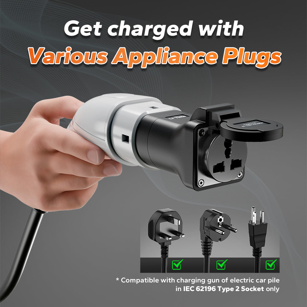 LiTime 250V 16A Type 2 EV Charging Station Power Adapter