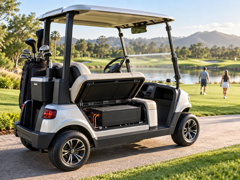 LiTime LiFePO4 battery installed in an electric golf cart